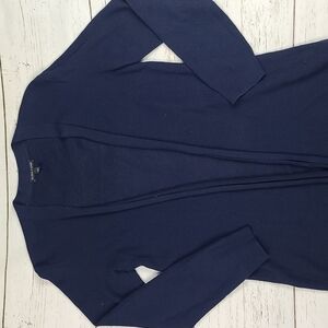 Eileen Fisher Navy Blue Open Front Long Cardigan Tencel Blend Size XS